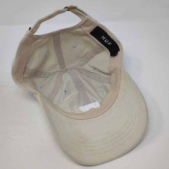 HUF Slideback Baseball Cap Beige One Size Adjustable Embroidered 6 Panel - Picture 7 of 10